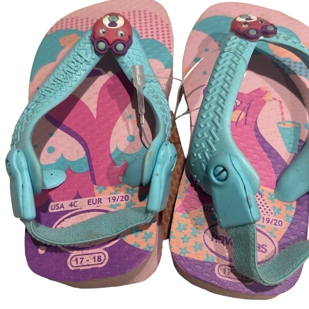NWT Havaianas Bear Mermaid Flip Flop Sandal Baby Toddler  SZ 4 - Picture 2 of 3